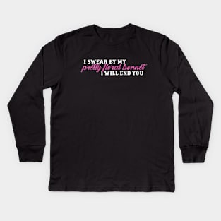 I swear by my pretty floral bonnet Kids Long Sleeve T-Shirt